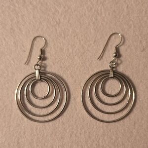 Vintage 70's Chic Multi-Hoop Earrings Silvertone